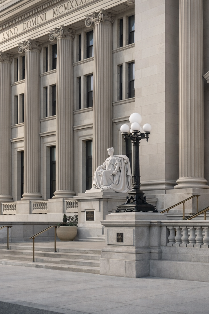 Architectural facade detail for a civic service center